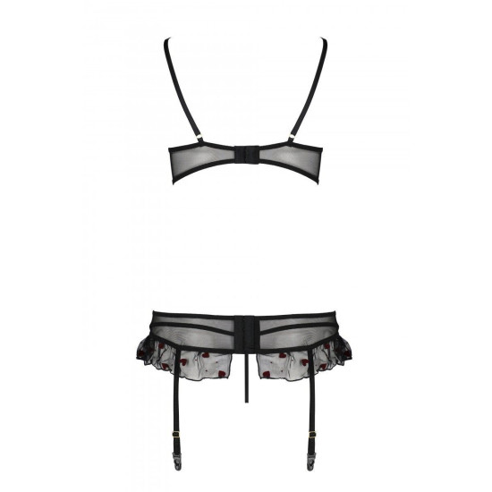 Комплект білизни (ліф, трусики, пояс для панчіх), чорний Lovelia Set Black, L/XL