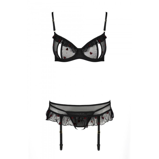 Комплект білизни (ліф, трусики, пояс для панчіх), чорний Lovelia Set Black, L/XL