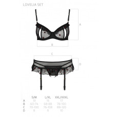 Комплект білизни (ліф, трусики, пояс для панчіх), чорний Lovelia Set Black, L/XL