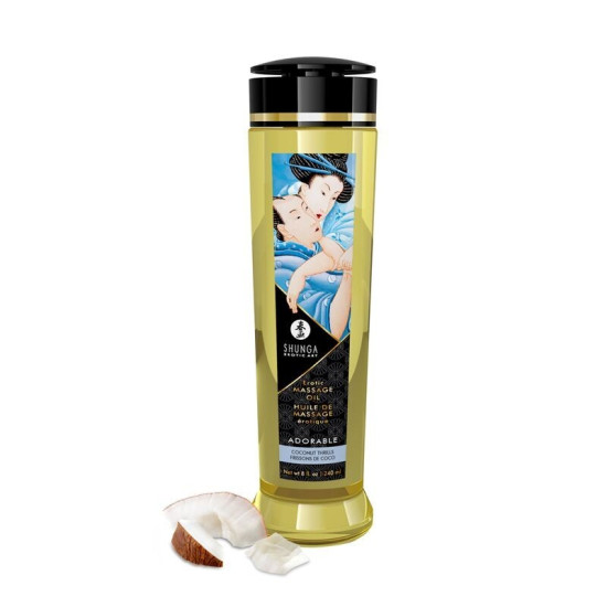 Натуральна зволожуюча масажна олія з кокосовим ароматом Shunga Adorable Coconut Thrills, 240 ml