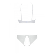 Комплект с ажурным декором и открытым шагом (бра и трусики), белый Passion Ursula Set White, S/M