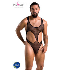 Чоловіче сітчасте боді з резинками, чорне Passion 040 Leon Black, S/M