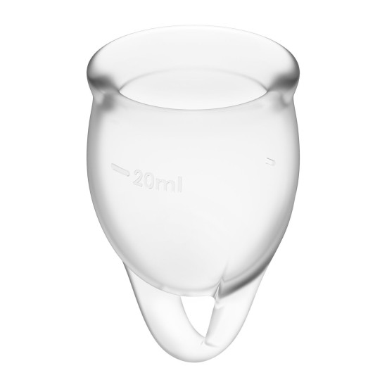 Набір прозорих менструальних чаш з мішечком для зберігання, 15 ml і 20 ml Satisfyer Feel Confident (Transparent)