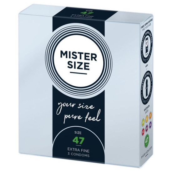 Презервативи для пеніса довжиною 9-9,5 см, 3 шт Mister Size - pure feel 47