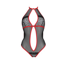 Сітчасте боді з мереживом на грудях, червоне Passion Satara Body Red, S/M