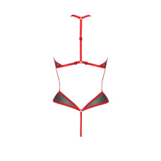 Сітчасте боді з мереживом на грудях, червоне Passion Satara Body Red, S/M