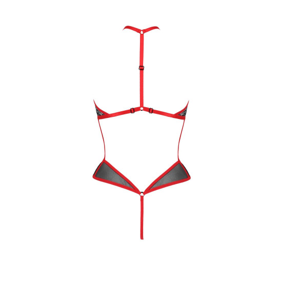 Сетчатое боди с кружевом на груди, красное Passion Satara Body Red, S/M