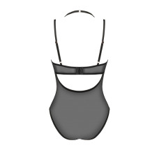 Чорне прозоре боді з дрібної сітки з подвійними бретелями Obsessive Selinne Teddy Black, XS/S