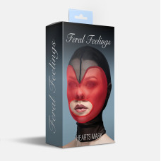 Маска-сердце из сетки с красным декором и открытым ртом, чёрная Feral Feelings Hearts Mask Black/Red