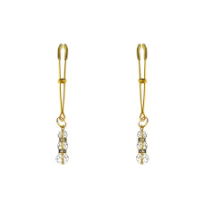 Тонкі затискачі для сосків з підвіскою, золотисті Feral Feelings Gold/Clear Thin Nipple Clamps