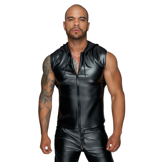 Мужская безрукавка с капюшоном и мокрым эффектом Noir Handmade H062 Hooded Shirt, XXL