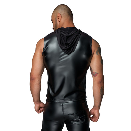 Мужская безрукавка с капюшоном и мокрым эффектом Noir Handmade H062 Hooded Shirt, XXL