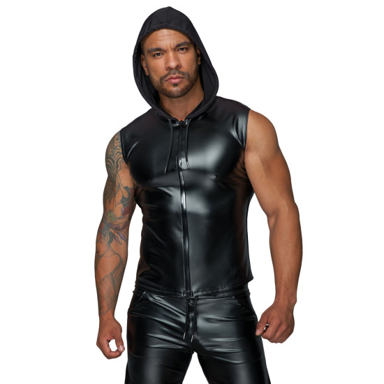 Мужская безрукавка с капюшоном и мокрым эффектом Noir Handmade H062 Hooded Shirt, XXL