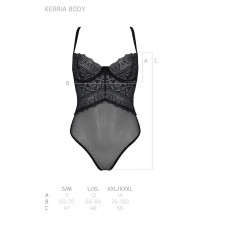 Боді (з високими вирізами і верхом балконет), чорне Passion KERRIA BODY black, XXL/XXXL
