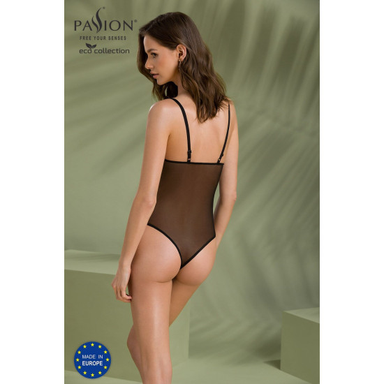 Боді (з високими вирізами і верхом балконет), чорне Passion KERRIA BODY black, XXL/XXXL