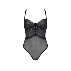 Боді (з високими вирізами і верхом балконет), чорне Passion KERRIA BODY black, XXL/XXXL