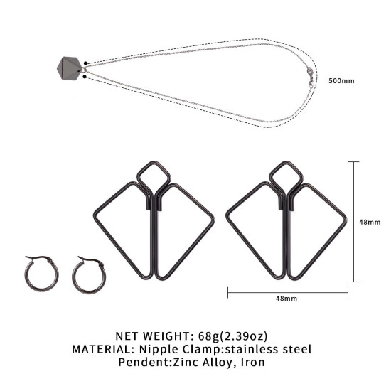 Зажимы для сосков с тяжелой подвеской, серые Lockink Nipple Clamps with Heavy Pendant Grey