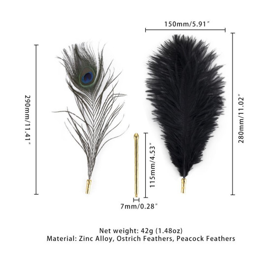 Щекоталка с пером павлина Lockink Sevanda Natural Peacock Flirting Feather Tickler