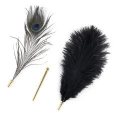 Щекоталка с пером павлина Lockink Sevanda Natural Peacock Flirting Feather Tickler
