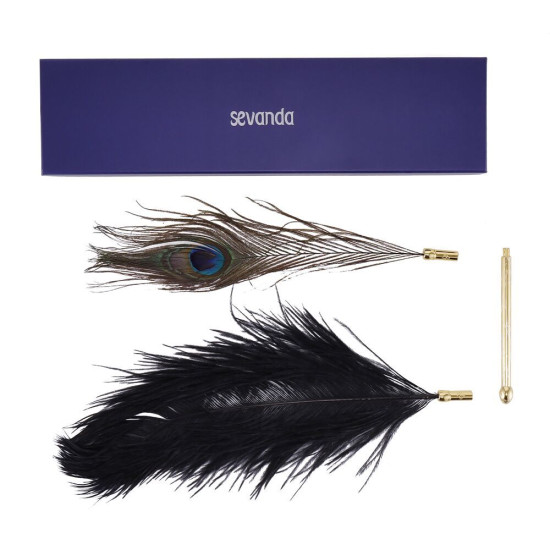 Щекоталка с пером павлина Lockink Sevanda Natural Peacock Flirting Feather Tickler