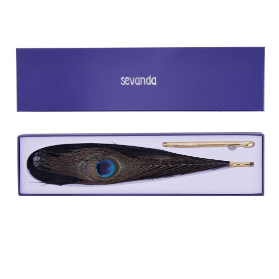Щекоталка с пером павлина Lockink Sevanda Natural Peacock Flirting Feather Tickler