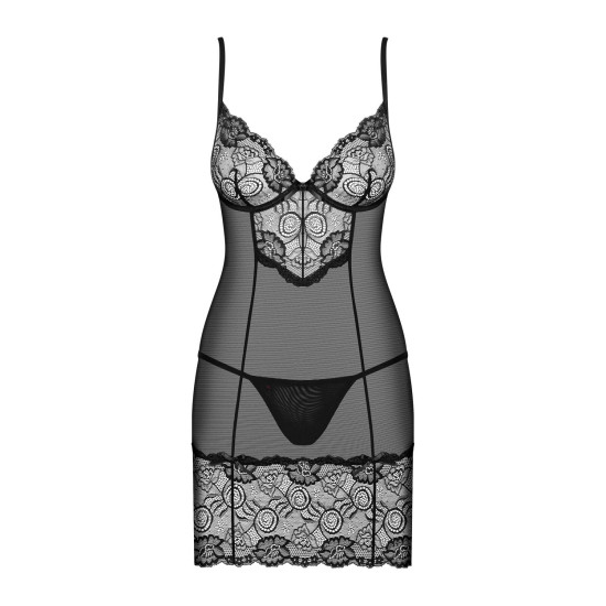 Сорочка з трусиками Obsessive Alluria Chemise & Thong, L/XL