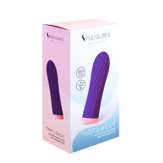 Вибропуля с ребристой поверхностью, фиолетовая, 10 режимов S Pleasures Bullets Twist & Shout Purple