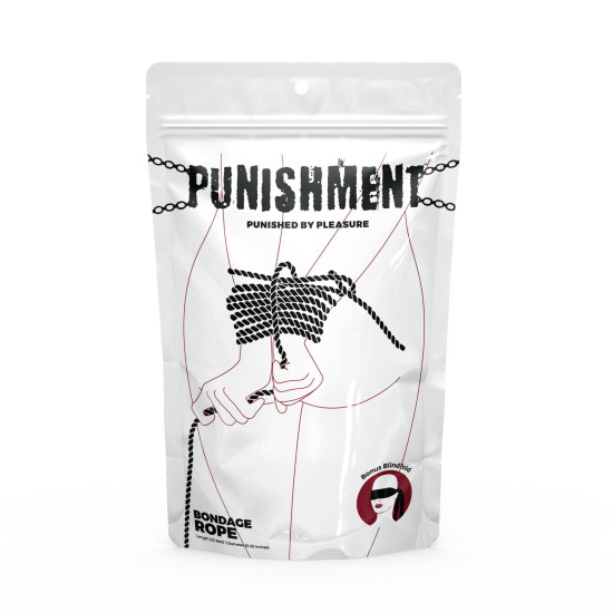 Бавовняна мотузка для шибарі, чорна Punishment Bondage Rope Black, 9,7 м