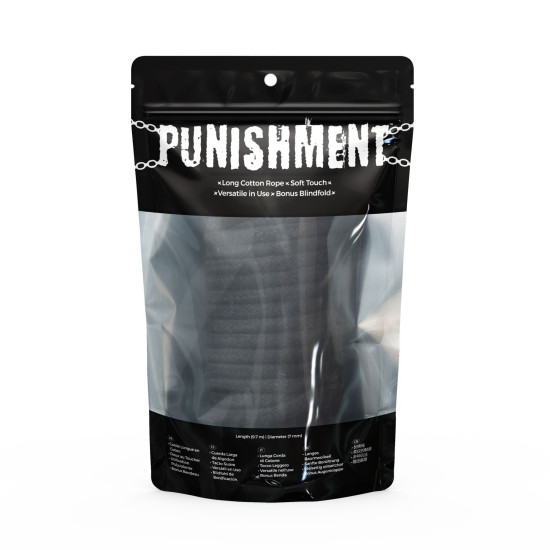 Бавовняна мотузка для шибарі, чорна Punishment Bondage Rope Black, 9,7 м