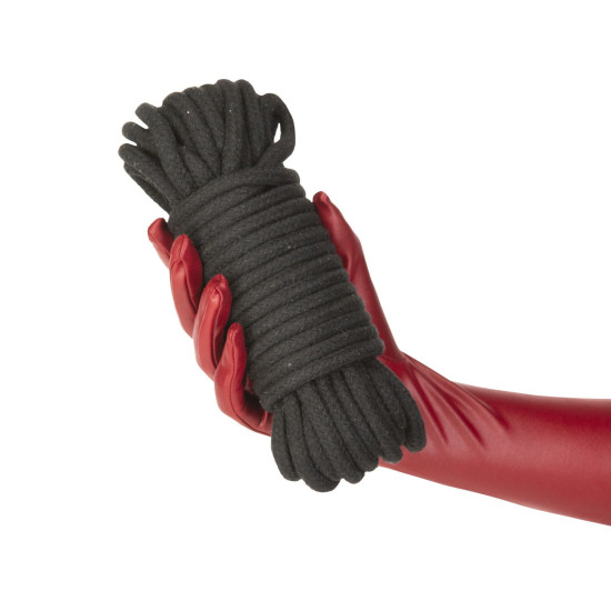 Бавовняна мотузка для шибарі, чорна Punishment Bondage Rope Black, 9,7 м