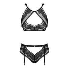 Эротический комплект (топ и трусики), черный Obsessive Allastia 2-Pcs Set Black, S/M
