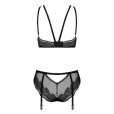 Эротический комплект (топ и трусики), черный Obsessive Allastia 2-Pcs Set Black, S/M