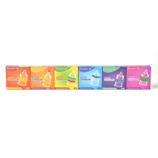 Насадка на член (презерватив з вусиками та спіраллю шипів), жовта Recare Spike Condom Yellow