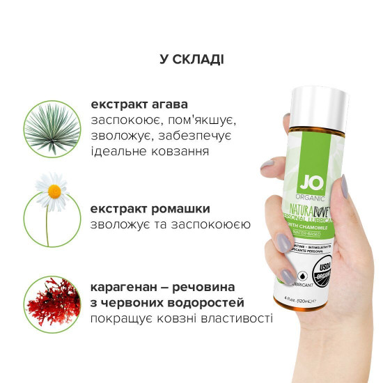 Распродажа!!! Смазка на водной основе JO NATURALOVE - ORGANIC (120 мл) (срок 01.12.2023)