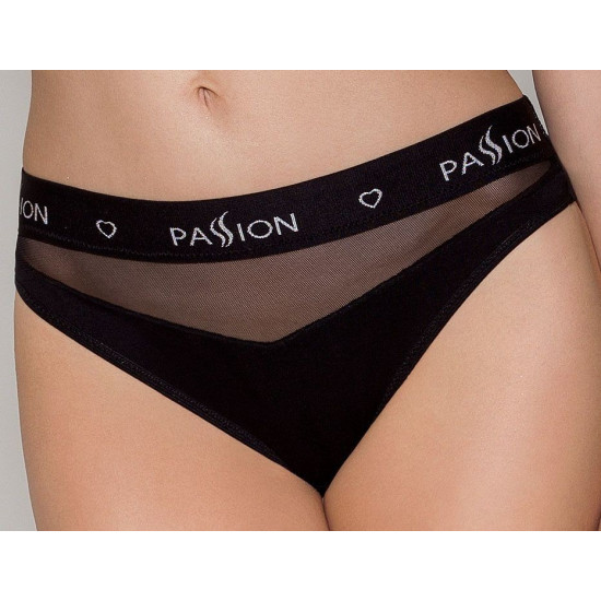 Трусики з прозорою вставкою, чорні Passion PS006 Panties Black, M