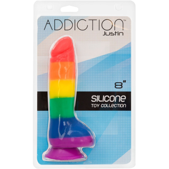 Різнокольоровий фалоімітатор, довжина 20,3 см, діаметр 4,5 см Addiction Justin, 8»