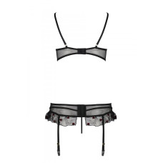 Комплект білизни (ліф, трусики, пояс для панчіх), чорний Lovelia Set Black, S/M