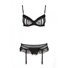 Комплект білизни (ліф, трусики, пояс для панчіх), чорний Lovelia Set Black, S/M