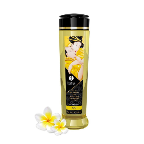 Натуральное увлажняющее массажное масло с ароматом моной Shunga Serenity Monoi, 240 ml