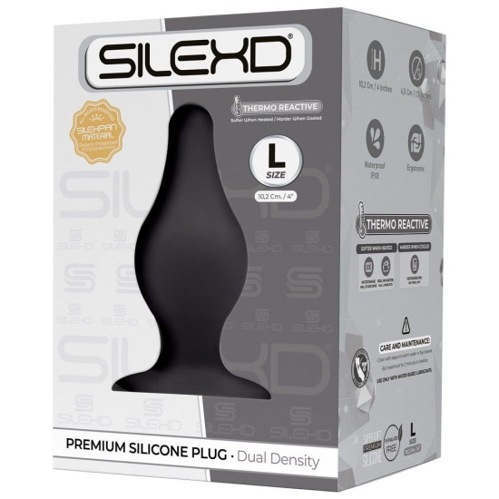 Двошарова анальна пробка з силікону і Silexpan, діаметр 4,5 см, чорна SilexD Model 2 L