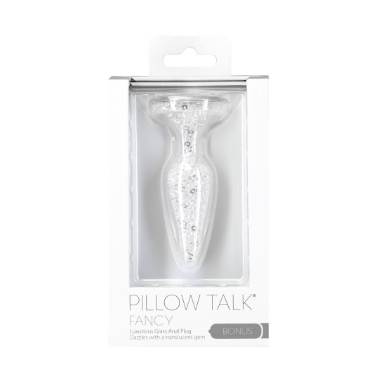 Скляна анальна пробка з вібропулею, діаметр 3,1 см Pillow Talk Fancy Luxurious Glass Anal Plug