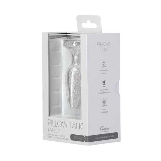 Скляна анальна пробка з вібропулею, діаметр 3,1 см Pillow Talk Fancy Luxurious Glass Anal Plug
