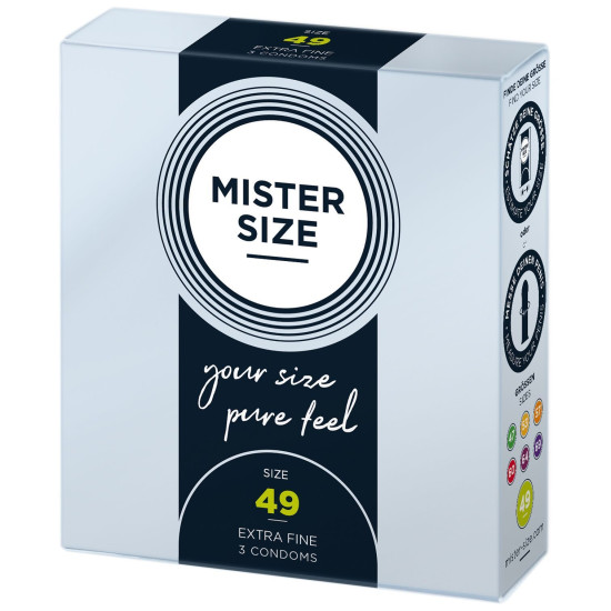 Презервативи для пеніса довжиною 9,5-10 см, 3 шт Mister Size - pure feel 49