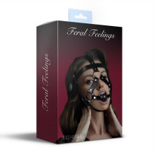 Шкіряна маска-збруя з кляпом Feral Feelings Head Harness