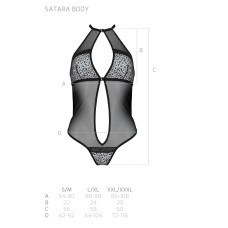 Сітчасте боді з мереживом на грудях, червоне Passion Satara Body Red, XXL/XXXL