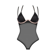 Чорне прозоре боді з дрібної сітки з подвійними бретелями Obsessive Selinne Teddy Black, M/L