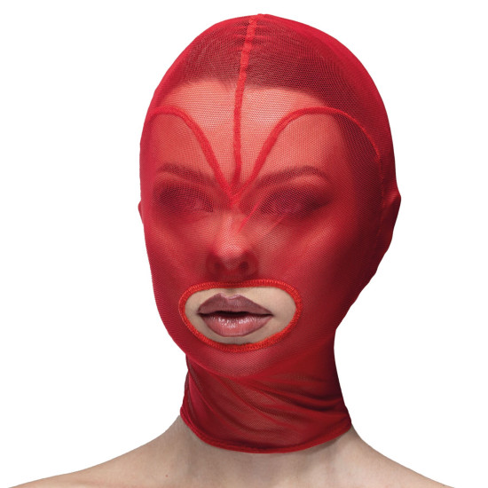 Маска-сердце из сетки с открытым ртом, красная Feral Feelings Hearts Mask Red/Red