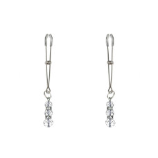 Тонкі затискачі для сосків з підвіскою, сріблясті Feral Feelings Silver/Clear Thin Nipple Clamps