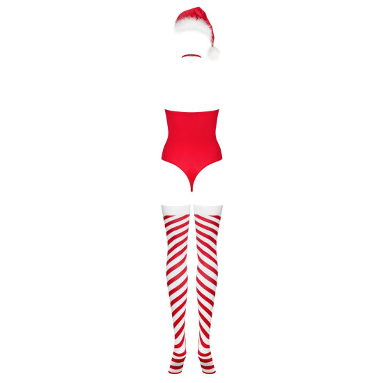Боді, червоне Obsessive Kissmas Teddy Red, L/XL