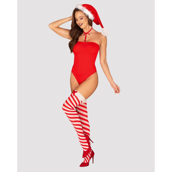 Боді, червоне Obsessive Kissmas Teddy Red, L/XL